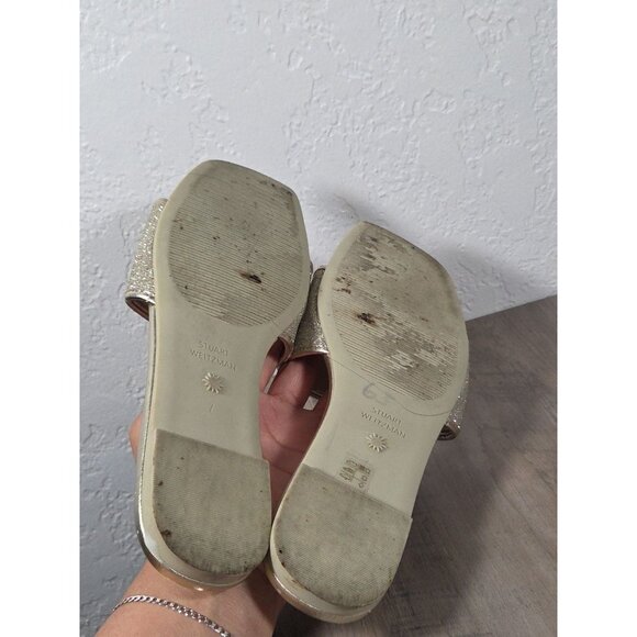 Women's Stuart Weitzman Gold Flats Glitter Size 7B Slip On - Picture 7 of 7